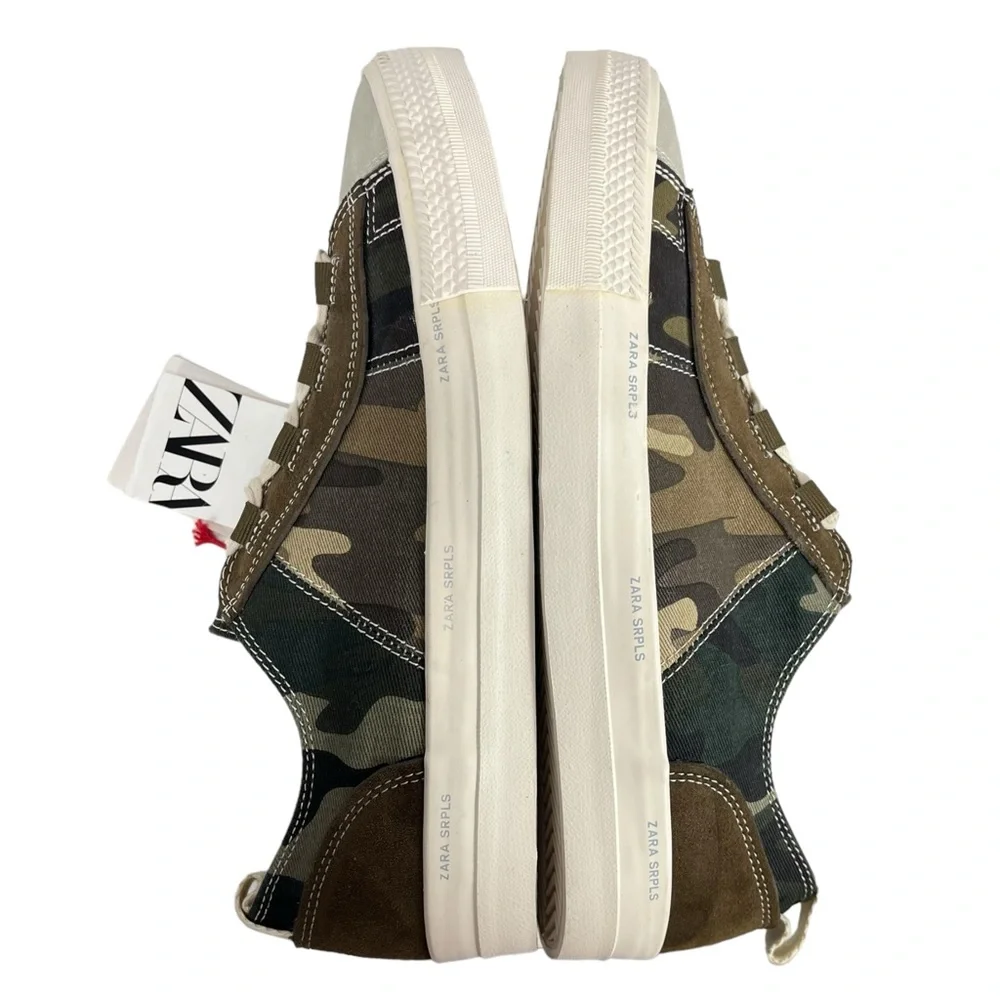 Zara SRPLS Men’s 8 Camo Sneakers NWT Low Top Lace Up Casual‎ Shoe Army Green